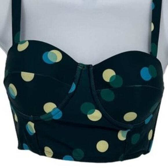 Swimsuit Contoured Bikini Top in Green & Multi Polk a Dot Print Size X-Small - Picture 3 of 8
